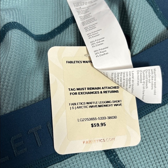 Fabletics Women's Waffle Leggings in the color Arctic Wave/Midnight Wave. - Picture 5 of 10